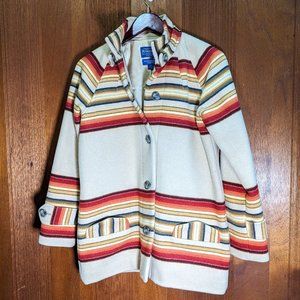 PENDLETON Archive Toboggan Coat Women's Size Small Cedar Roman Stripe